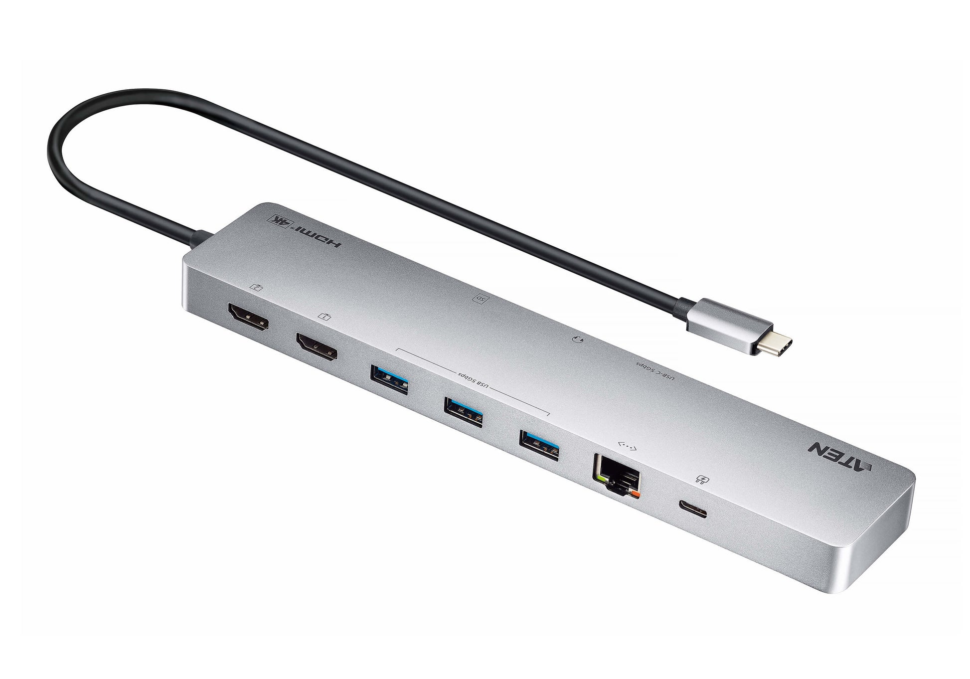 ATEN UH3240 Dockingstation – USB-C, 2× HDMI, 3× USB-A, 100 W PD, GbE, SD/microSD, für Windows/Mac/iPadOS