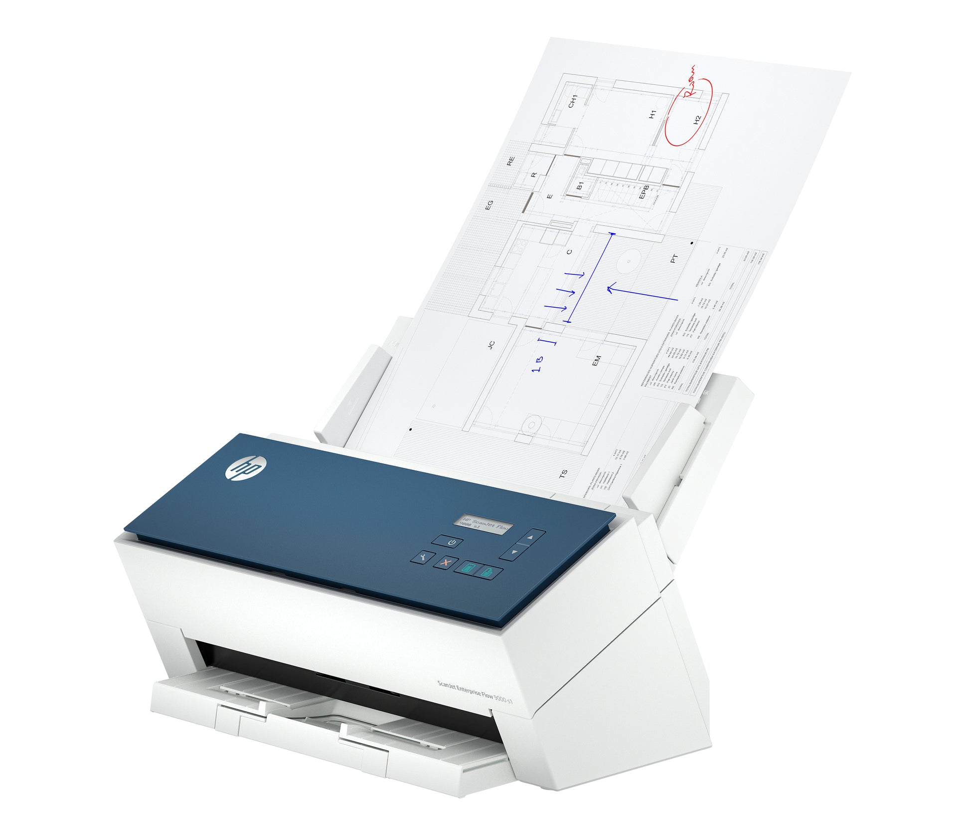 HP ScanJet Enterprise Flow 9000 s1 – Einzugsscanner, A3, Duplex, 80 Seiten pro Minute, ADF 100 Blatt, USB