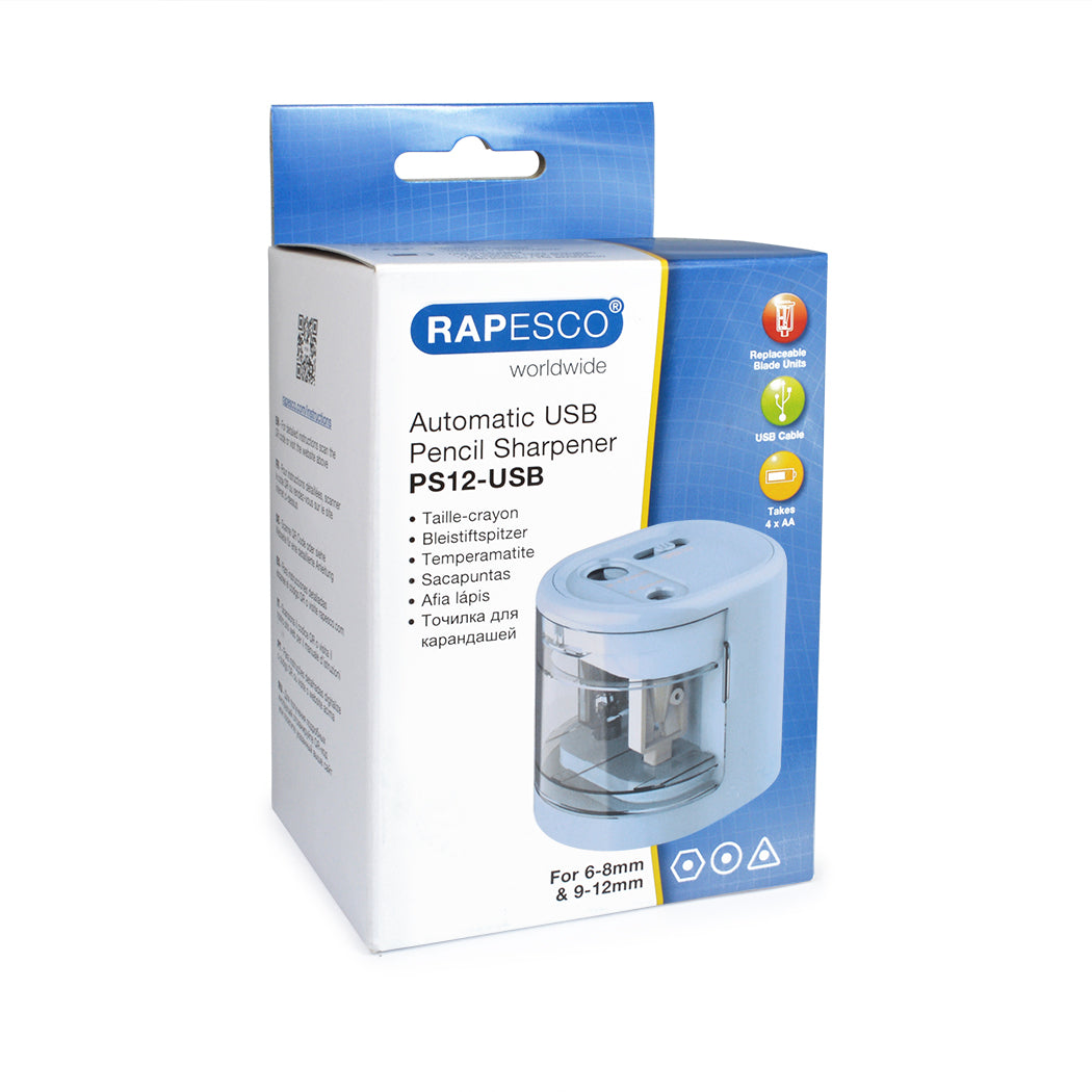 Rapesco RA-1447 Elektro-Spitzmaschine – USB – Hellblau