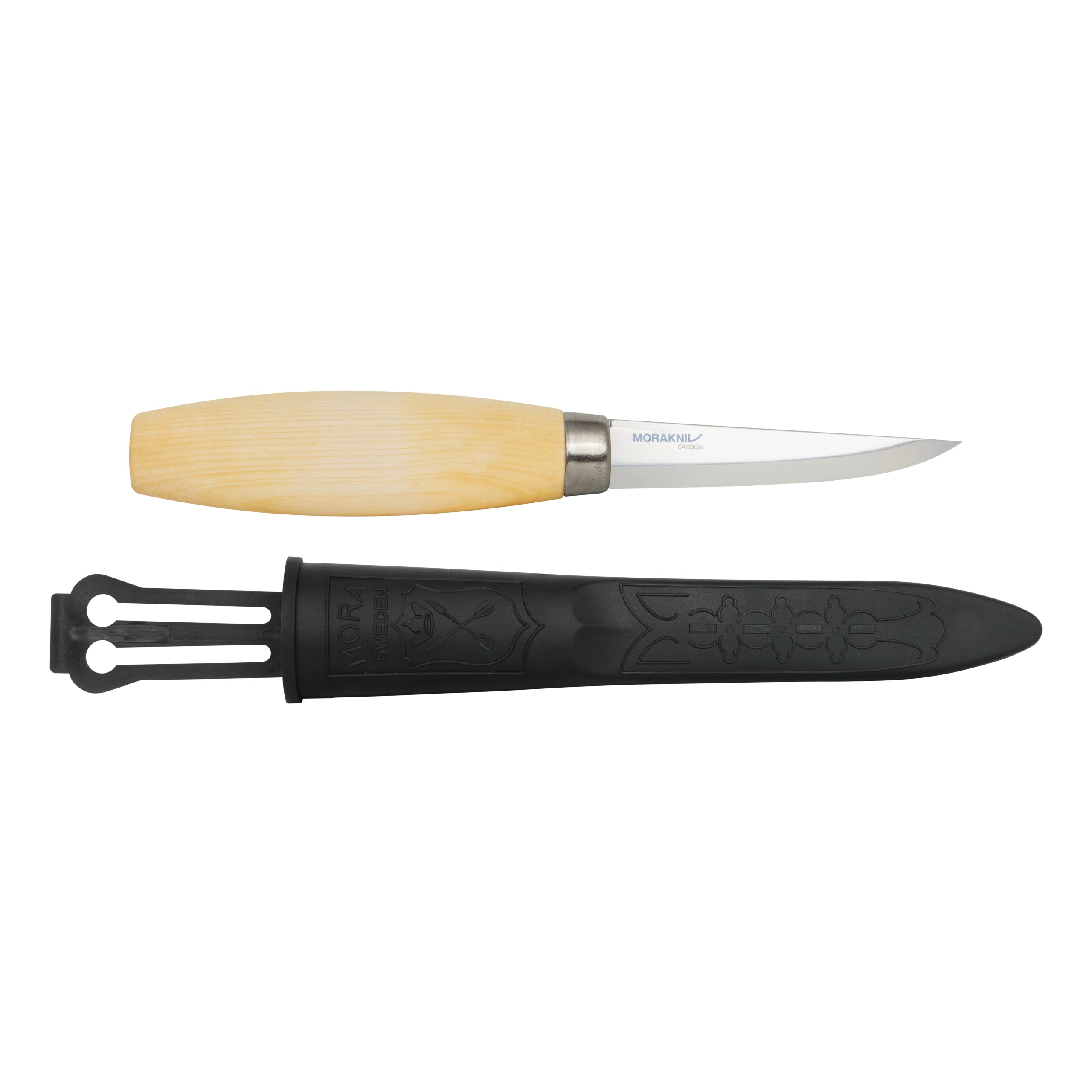 Morakniv Woodcarving 106 (C) – Schnitzmesser 82 mm, Karbonstahl, Holzgriff, mit Tragetasche