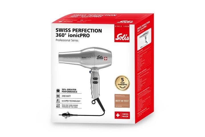 Solis Haartrockner ionicPro 440 – 2300 W, Ionenfunktion, 3 m Kabellänge – Silber