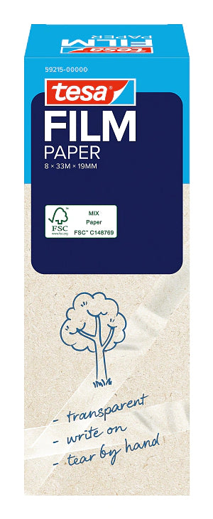 TESA Büro-Klebeband – permanent, klar, Papier, 19 mm × 33 m, 8 Rollen