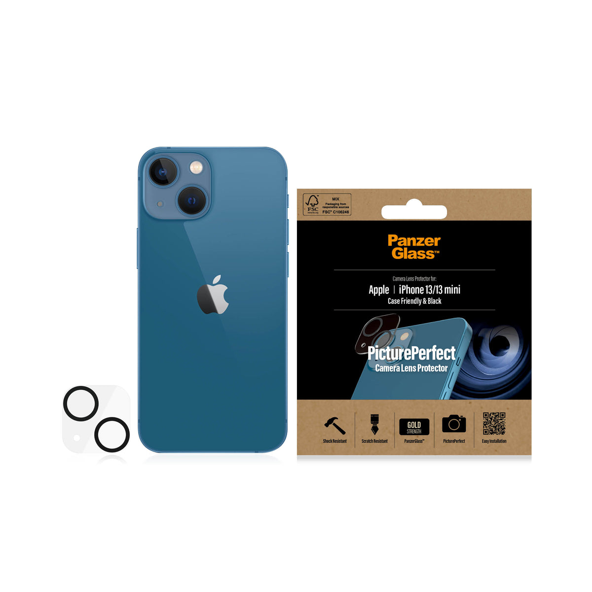 PanzerGlass PicturePerfect – Kameraschutz – Gehärtetes Glas, für iPhone 13, iPhone 13 Mini – Transparent