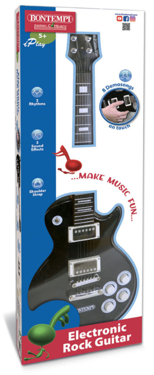 Bontempi Elektronische Rockgitarre – 69 cm – 8 Lieder – ab 5 Jahren – Kunststoff, schwarz