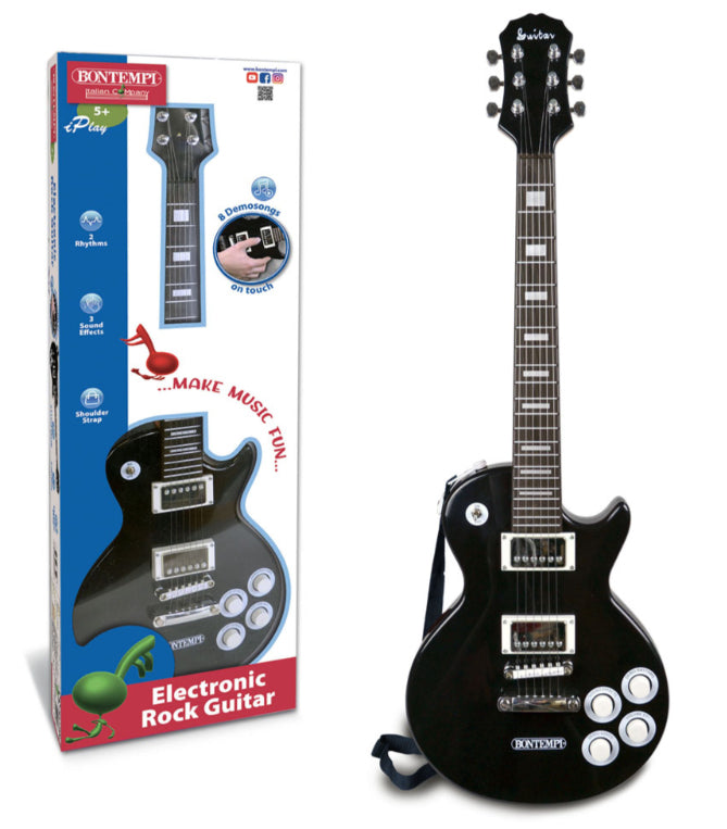 Bontempi Elektronische Rockgitarre – 69 cm – 8 Lieder – ab 5 Jahren – Kunststoff, schwarz