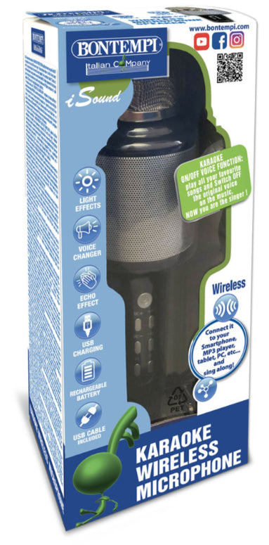 Bontempi Tischmikrofon – USB, 3,5 mm Klinke, Kabellos, für MicroSD, Schwarz