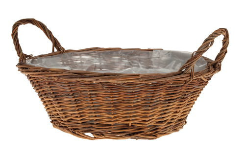 Opiflor Aufbewahrungskorb 7,6 l – Weide – Braun – Innen Foliert, für Innen und Aussen – Ø 300 × H 110 mm