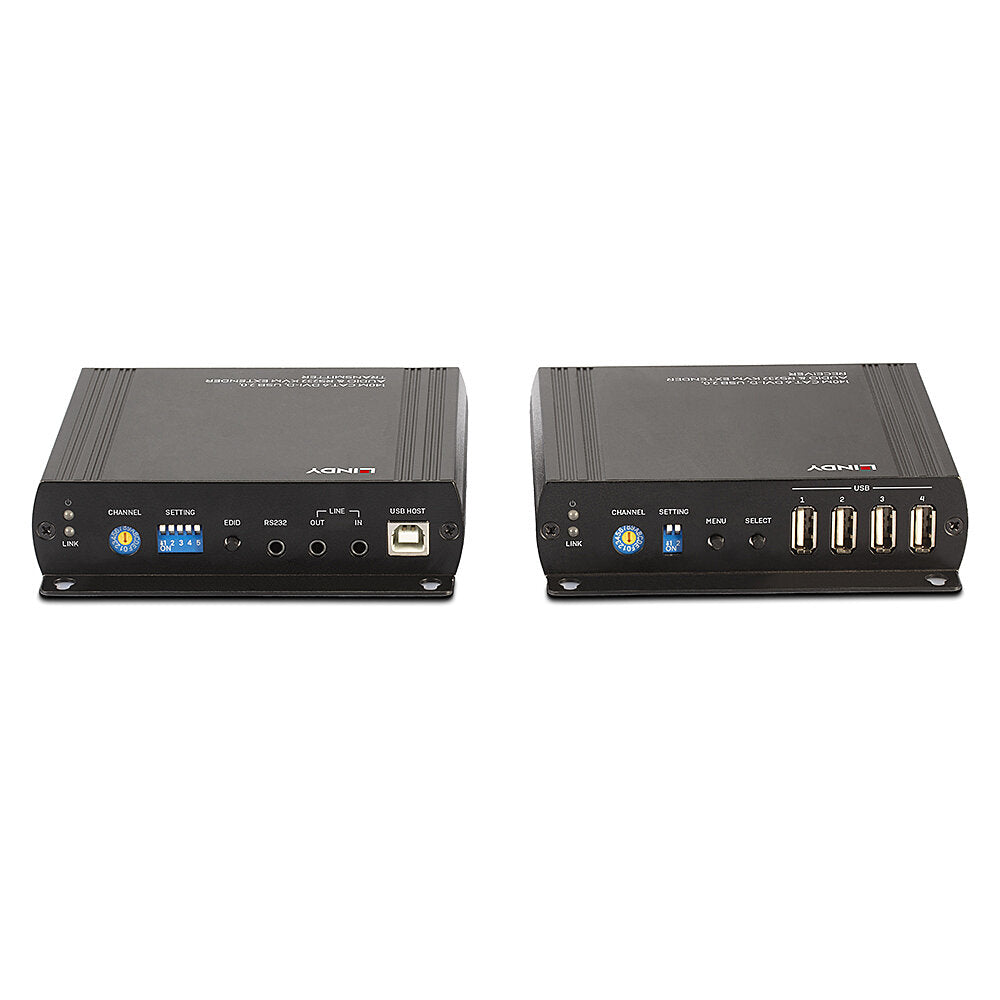 Lindy 39245 – KVM Extender-Set, über Cat6, 1× DVI-I Ein-/Ausgang, 4× USB 2.0, 1920×1200@60 Hz, 140 m, RS-232, Audio