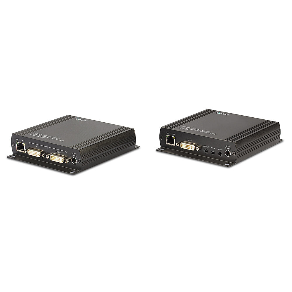 Lindy 39245 – KVM Extender-Set, über Cat6, 1× DVI-I Ein-/Ausgang, 4× USB 2.0, 1920×1200@60 Hz, 140 m, RS-232, Audio