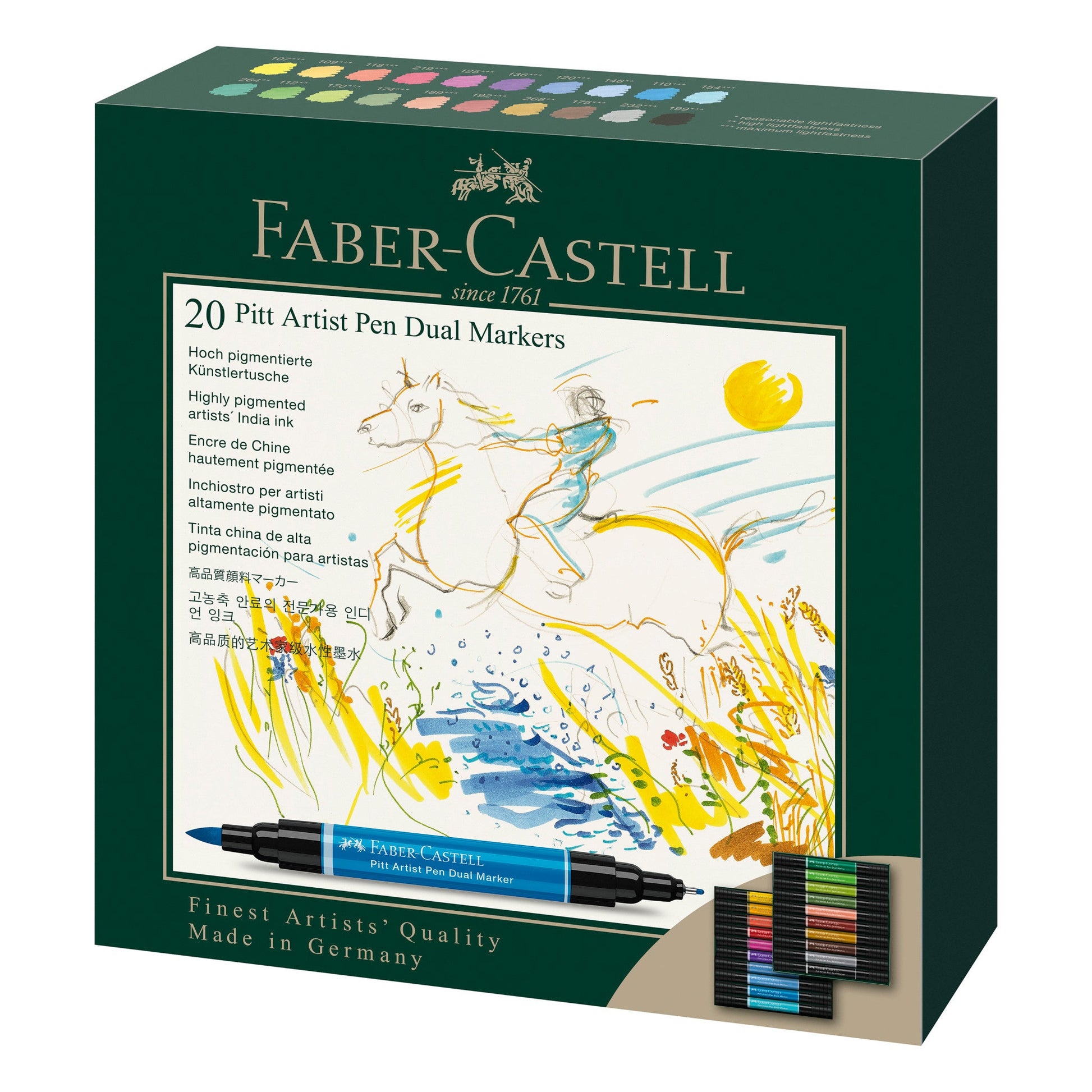 Faber-Castell PAP Filzstifte, Doppelspitze – Feine Spitze, 0,8 mm, wasserfest, 20 Farben
