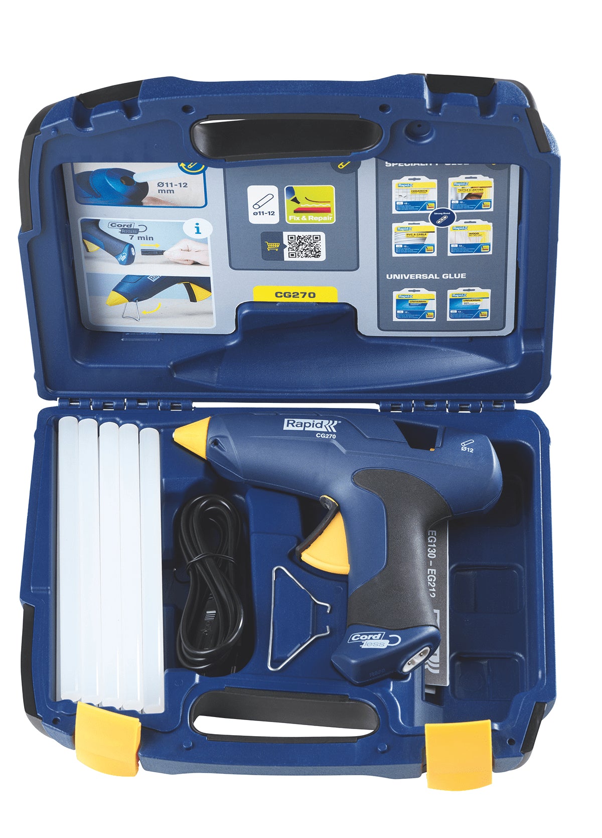 Rapid CG270 Heissklebepistole – 25 W – Ø 12 mm – inkl. 10 Klebesticks, Koffer