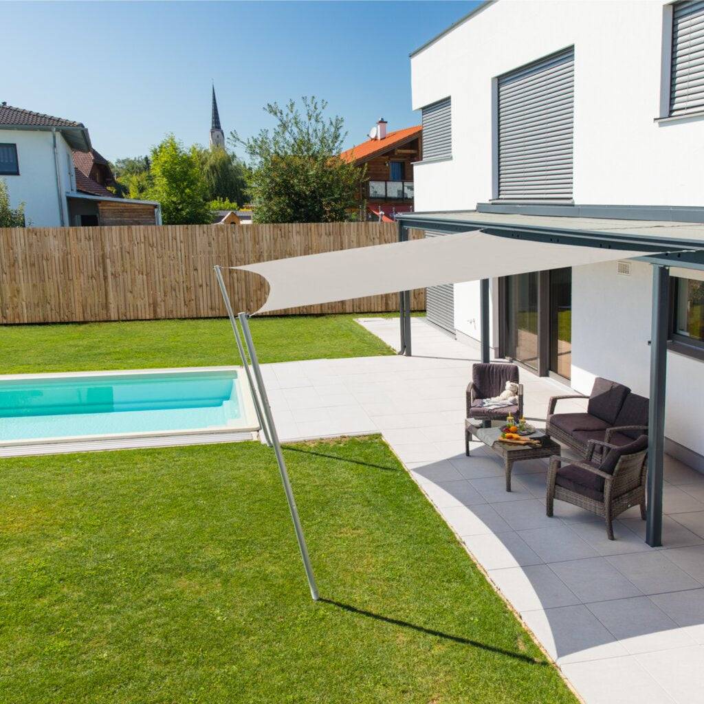 Windhager Quadratisches Sonnensegel 300 × 300 cm, Polyester, Anthrazit, wasserabweisend, UV-Schutz 50+