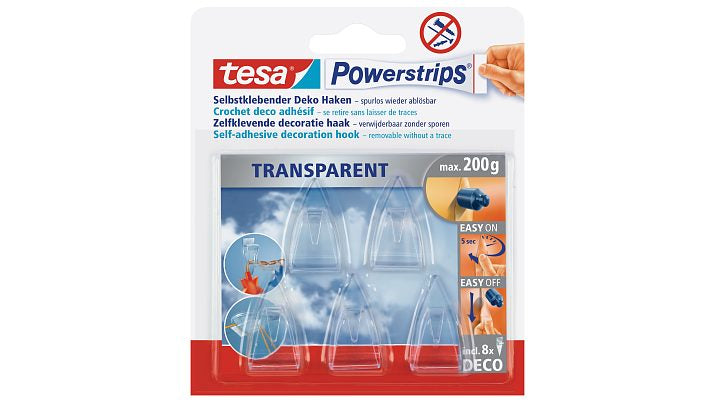 TESA Powerstrips DECO Haken – weiss – 0,2 kg – 5 Stück