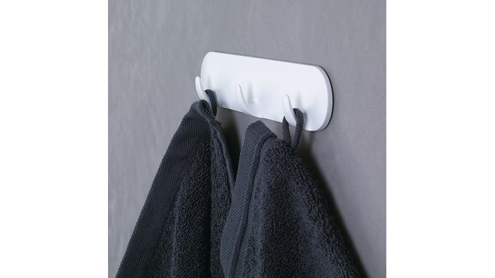 TESA Wandgarderobe 3 Haken – Silber – 200,2 × 41,3 × 18,6 mm