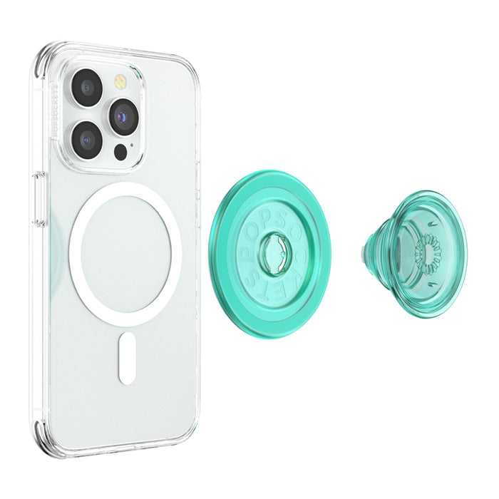 PopSockets PopGrip – Foto-/Video-Griff – MagSafe, magnetisch – für Smartphones – Mint, Transparent
