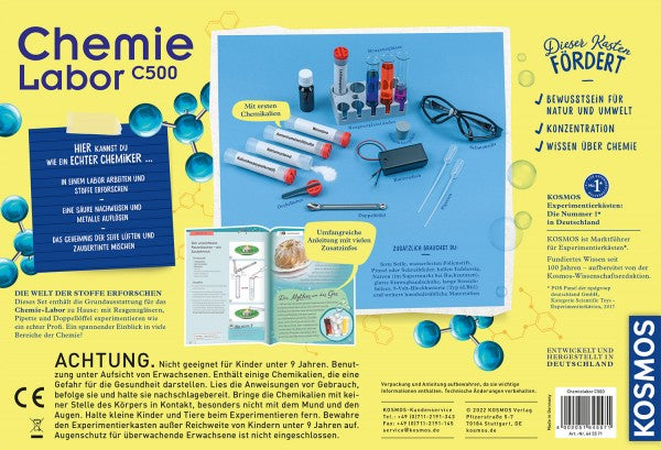 Kosmos Experimentier-Bausatz – Chemielabor C 500 X, inkl. Anleitung (52 Seiten), ab 9 Jahren