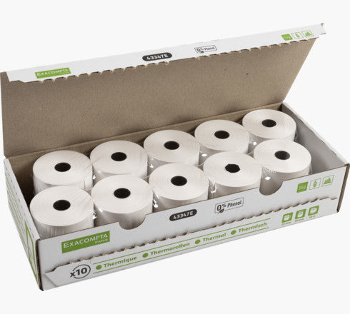 Exacompta Thermorolle 57×44 m×12 mm, 55 g/m², phenolfrei – 10 Rollen