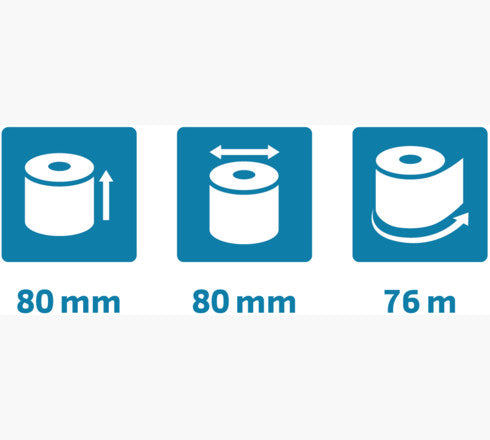 Exacompta Thermorolle grau-blau 80 mm × 76 m, Kern 12 mm, Ø 80 mm – 10 Rollen