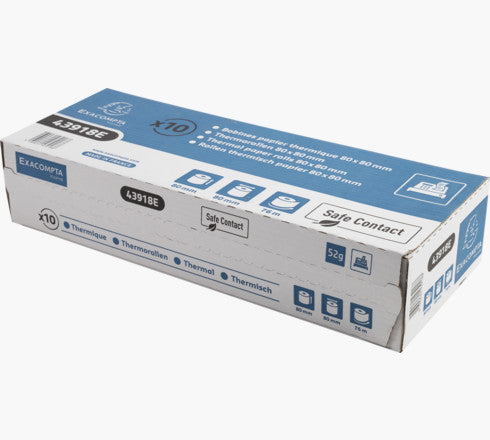 Exacompta Thermorolle grau-blau 80 mm × 76 m, Kern 12 mm, Ø 80 mm – 10 Rollen