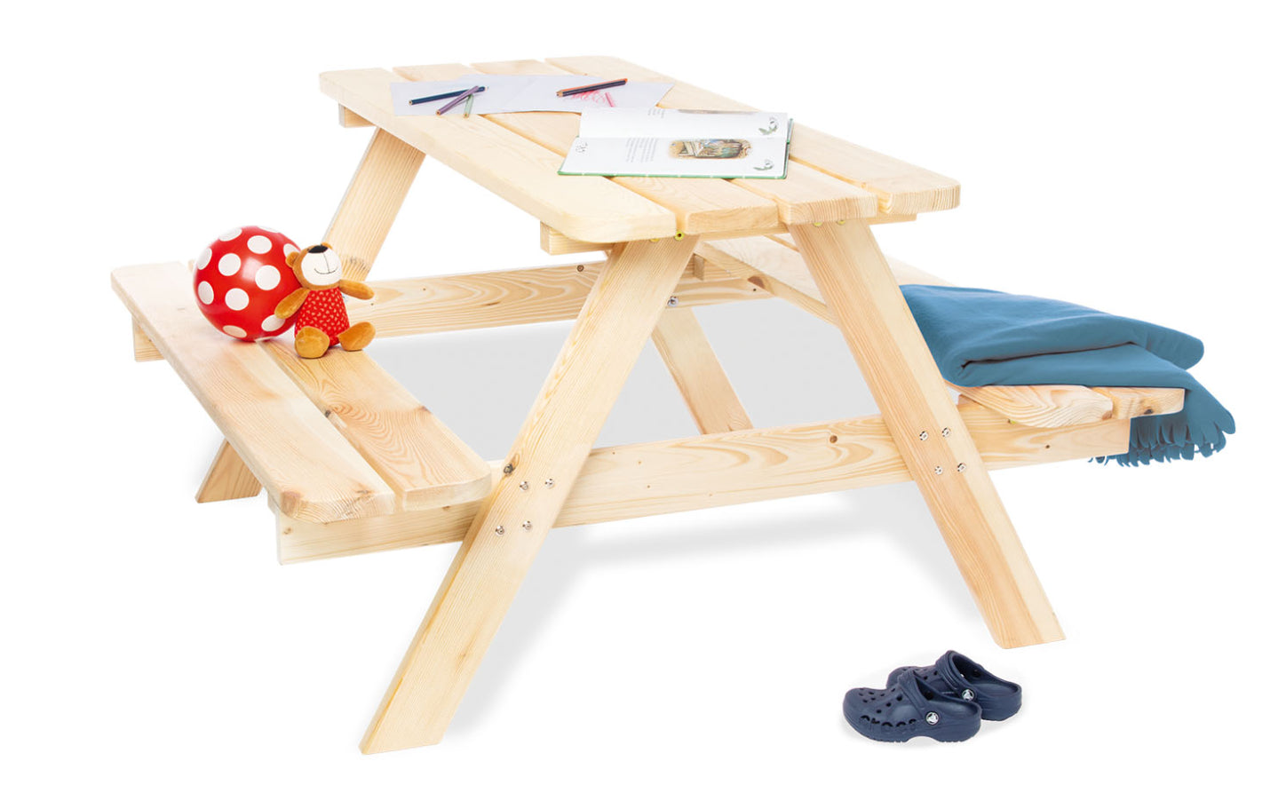 Pinolino Kinderträume Bistro-Set – Natur – Holz – Tisch 119 × 118 × 65 cm