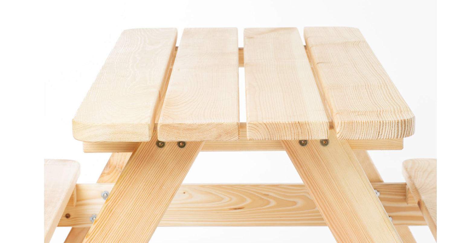 Pinolino Kinderträume Bistro-Set – Natur – Holz – Tisch 119 × 118 × 65 cm