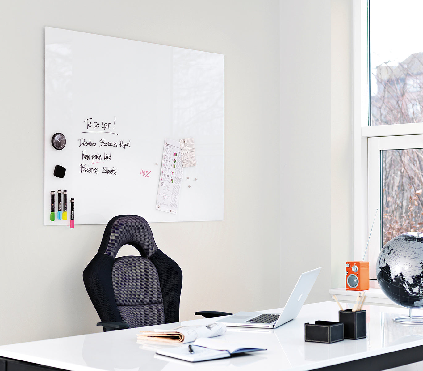 Franken Whiteboard – 200 × 120 cm, Glas, Wandmontage