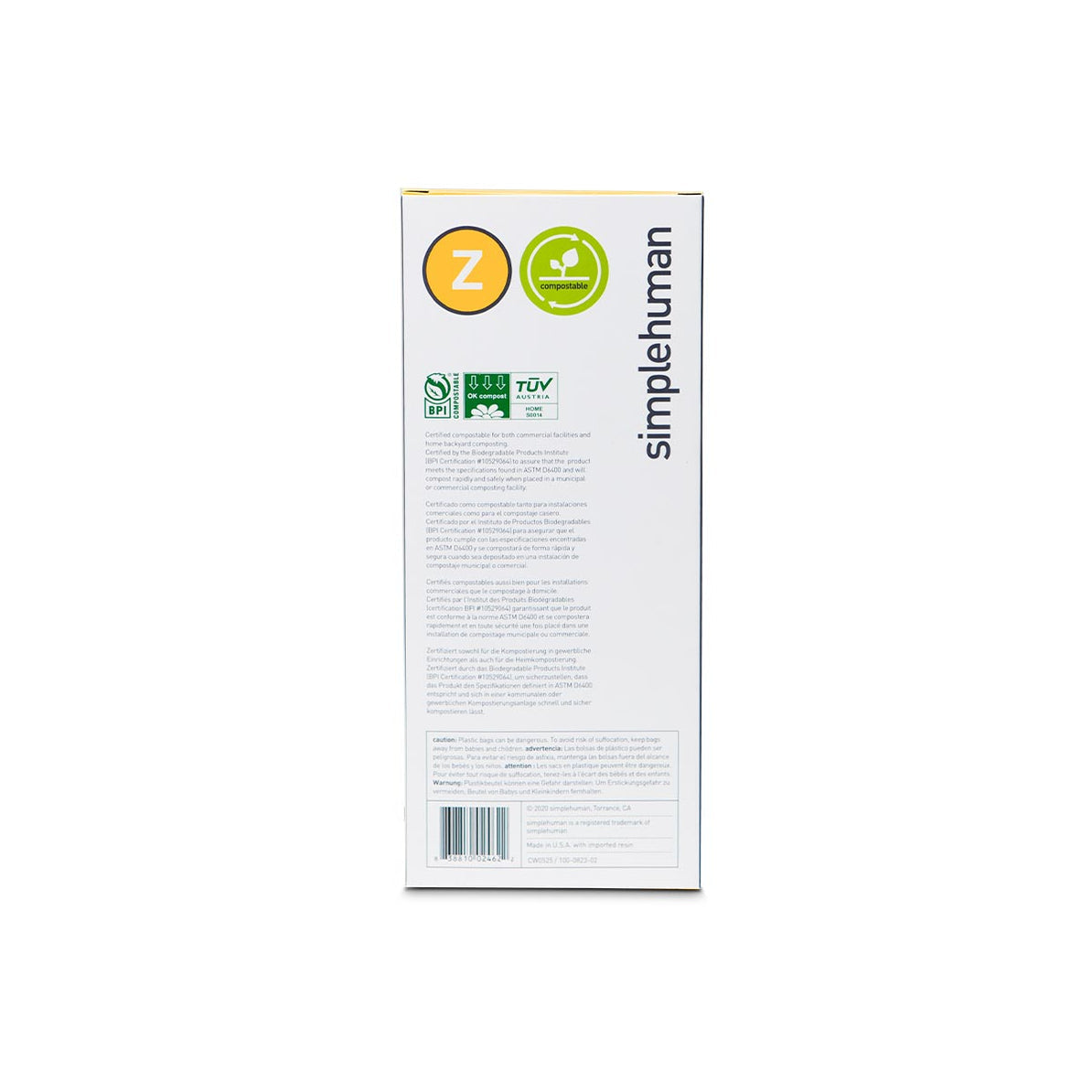 simplehuman Müllbeutel – 4 l, 30 Stück pro Packung, Grün