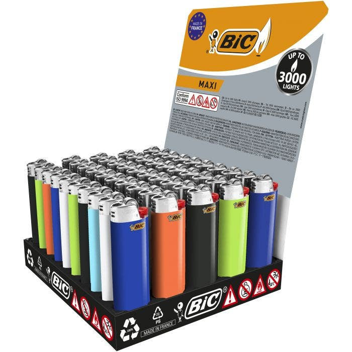 BIC Einweg-Feuerzeuge J26 Maxi Classic – mehrfarbig – Kunststoff – 50 Stk