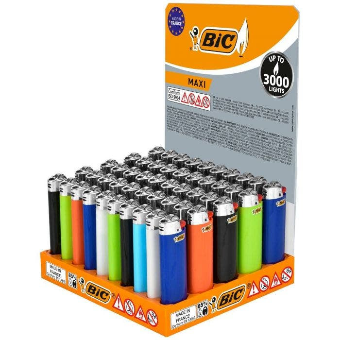 BIC Einweg-Feuerzeuge J26 Maxi Classic – mehrfarbig – Kunststoff – 50 Stk