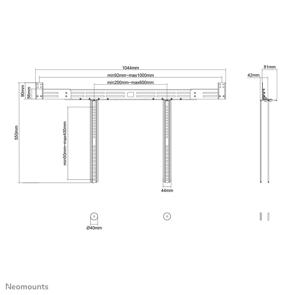 Neomounts AWL29-750BL1 – Soundbar-Halterung – Schwarz, Stahl