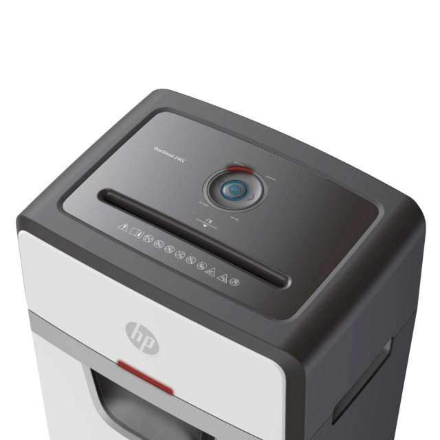HP OneShred 24CC – Aktenvernichter mit Autofeed, DIN P-4, Partikelschnitt 4 × 35 mm, 24 Blatt, 30 l