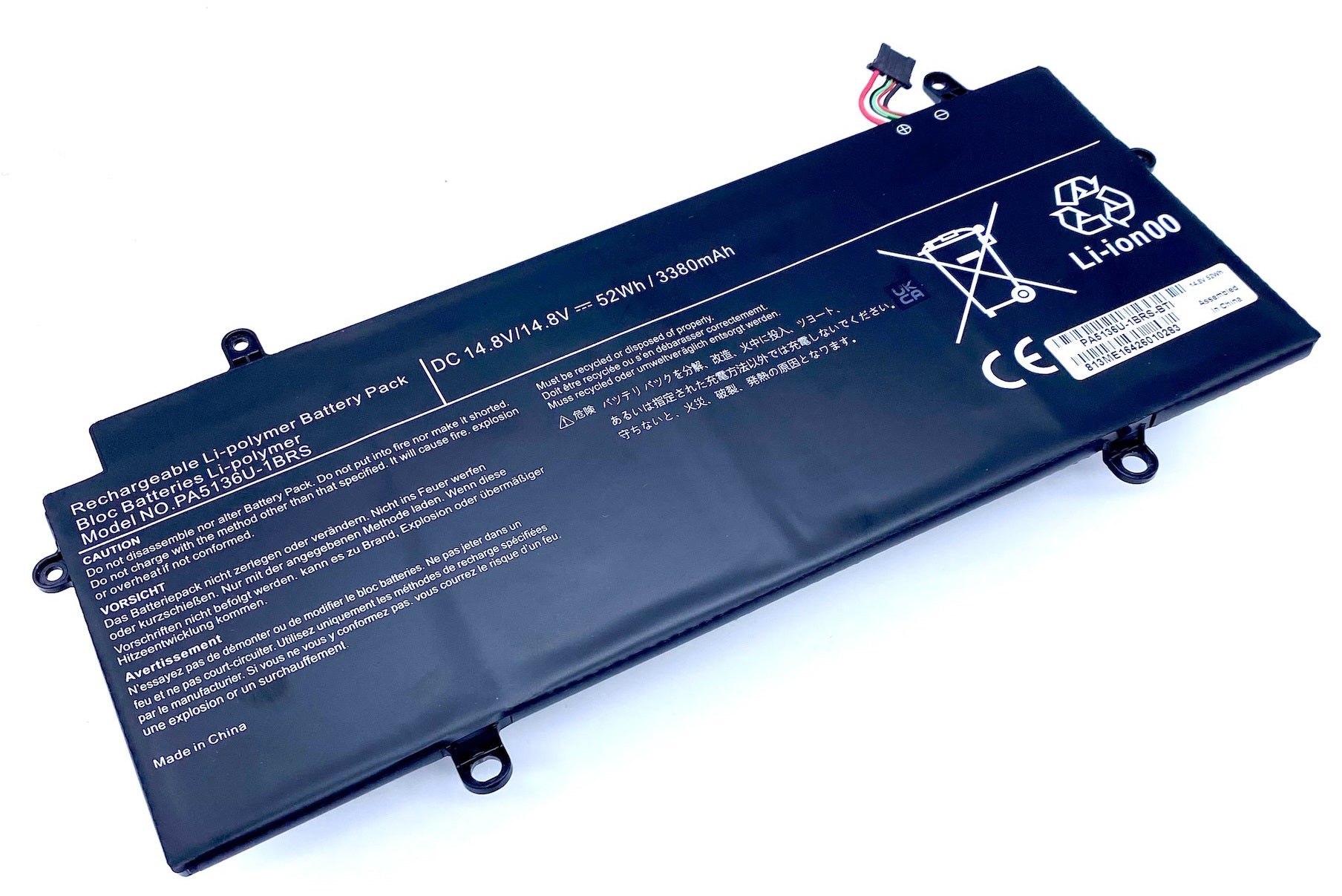 BTI Notebook-Akku – für Toshiba – 52 Wh, 14,8 V (4 Zellen) – Schwarz