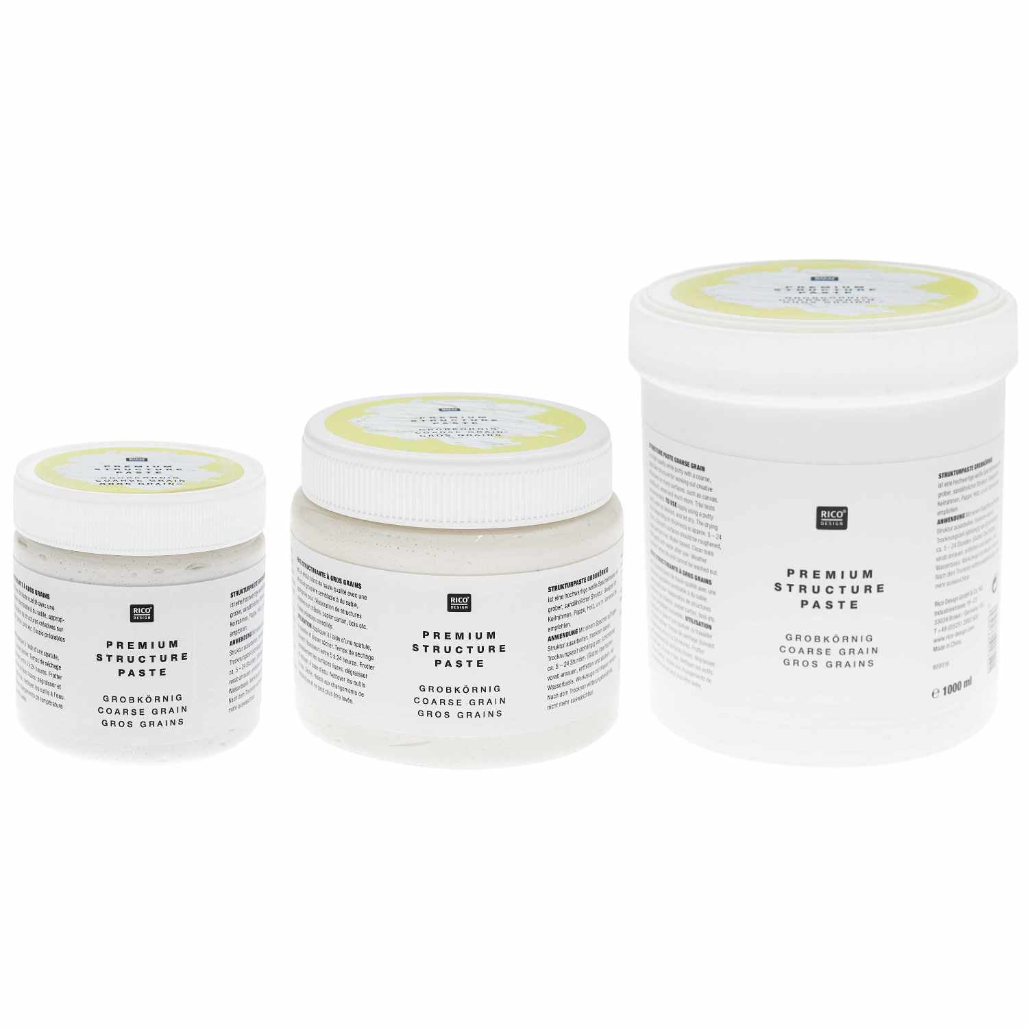 Rico Design Rico ART Premium Strukturpaste – Weiss, grobkörnig, 3D-Effekt – 500 ml