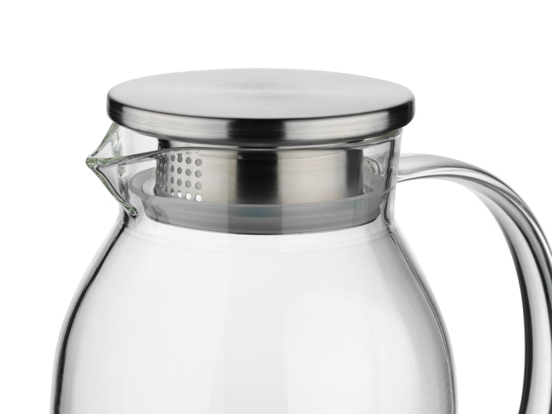 Kela Karaffe Luna – 1,8 l, Ø 12 cm, H 21 cm, Borosilikatglas/Edelstahl, mit Deckel, spülmaschinenfest