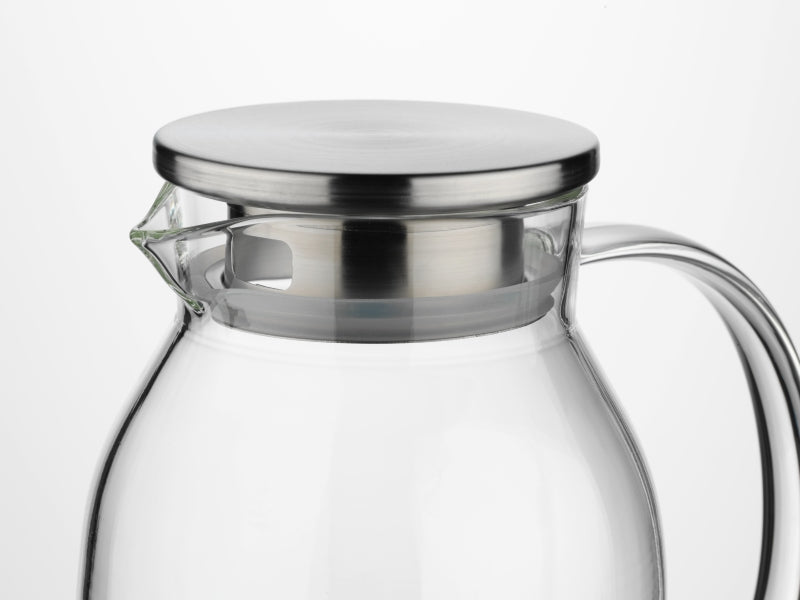 Kela Karaffe Luna – 1,8 l, Ø 12 cm, H 21 cm, Borosilikatglas/Edelstahl, mit Deckel, spülmaschinenfest