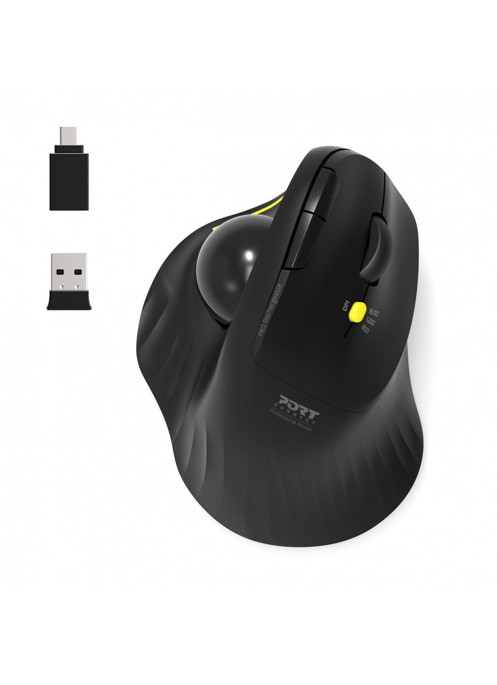 Port Designs Trackball-Maus Ergonomic 900719 – 2.4 GHz & Bluetooth, Trackball