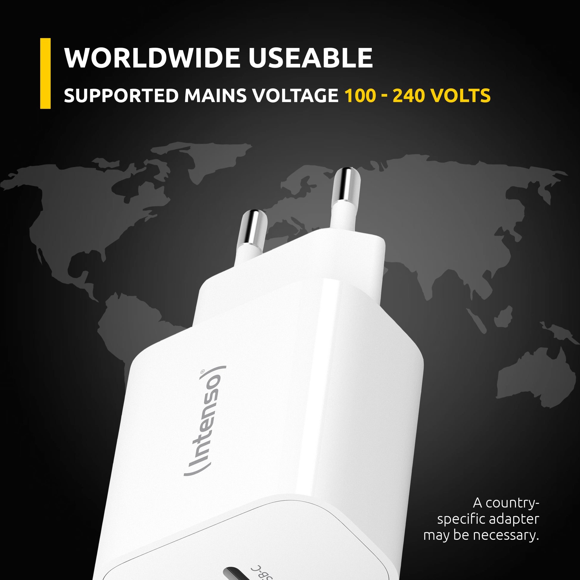 Intenso W20C USB-Ladegerät 20 W – USB-C×1 – PD – EU-Stecker (Typ C) – für Smartphones und Tablets