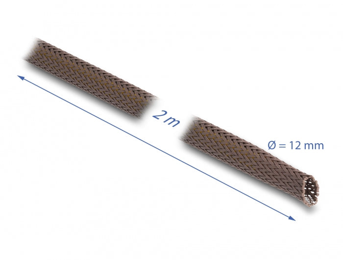 DeLOCK Kabelschlauch Ø 8–20 mm × 2 m, elastisch, nagerfest – braun