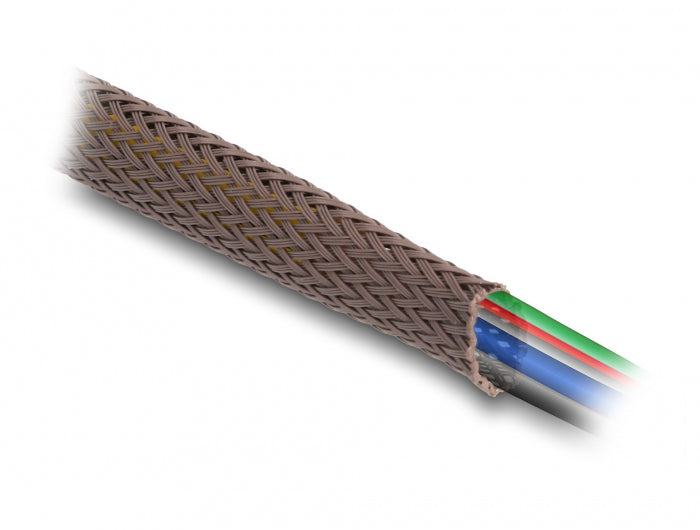 DeLOCK Kabelschlauch Ø 6 mm × 2 m, nagerfest, zuschneidbar – braun