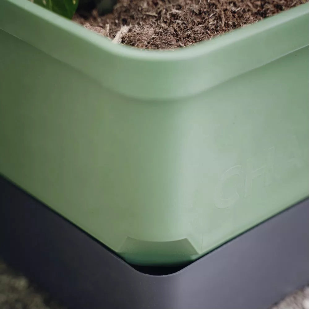Gusta Garden CHARLY CHILI Topfpflanzer – 10 l, 27,5 × 68,7 × 34,5 cm – Kunststoff & Aluminium, dunkelgrün