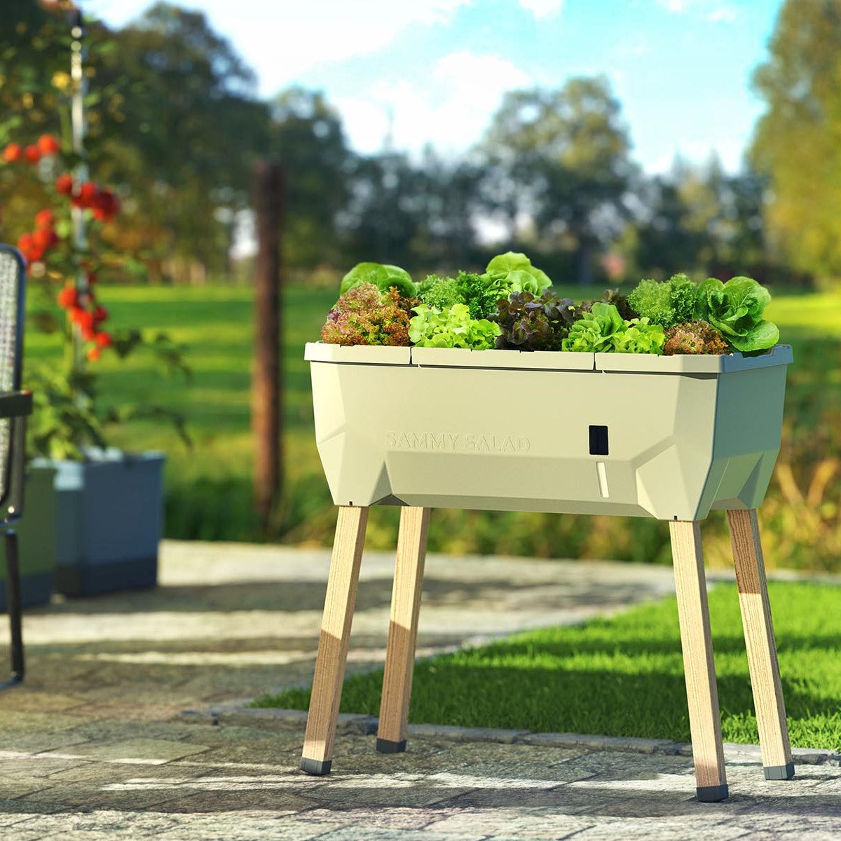 Gusta Garden SAMMY SALAD Hochbeet – 79 × 37,5 × 95 cm – Kunststoff & Lärche, Hellgrau
