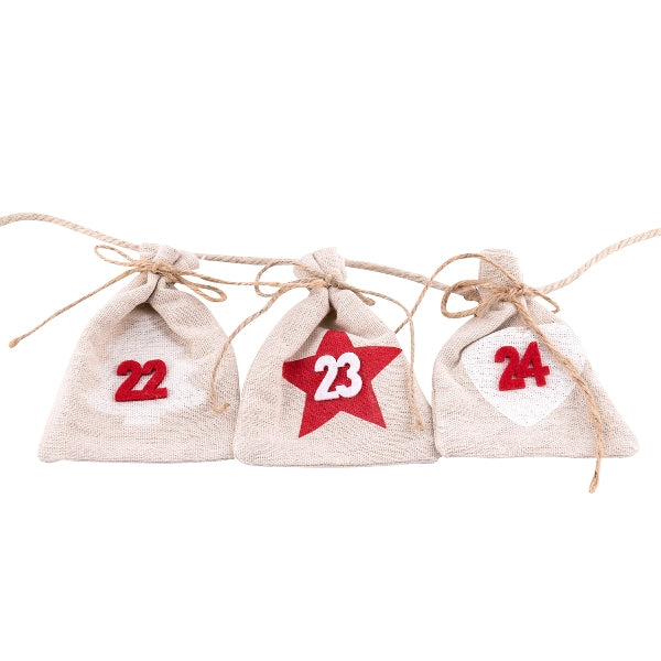Pajoma Adventskalender Happy – Zahlen – 24-teilig, zum Befüllen – 200 × 8,5 × 12 cm