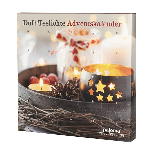 Pajoma Adventskalender – Weihnachten – 24 Duftteelichter – 27,5 × 27,5 × 4 cm, mehrfarbig