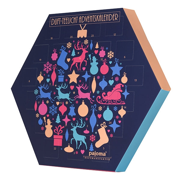 Pajoma Adventskalender – Weihnachten – 24 Duftteelichter – 32 × 37 × 4 cm