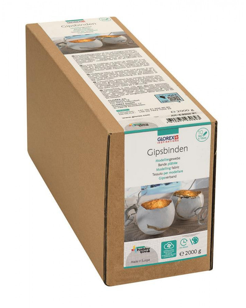 Glorex Gipsbinden Grosspackung – Weiss, 10 Stück, 5 cm
