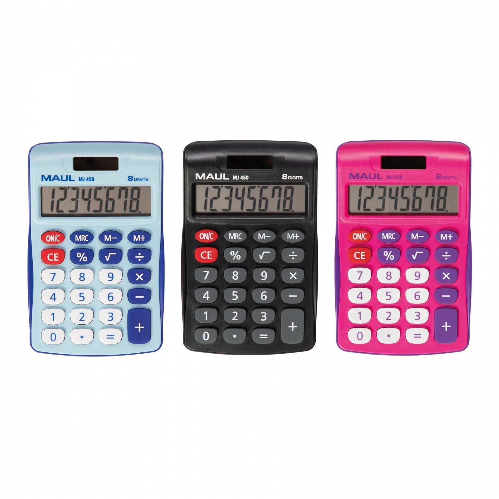 MAUL Taschenrechner MJ450 Junior – 8-stellig – Solar/Batterie – Schwarz