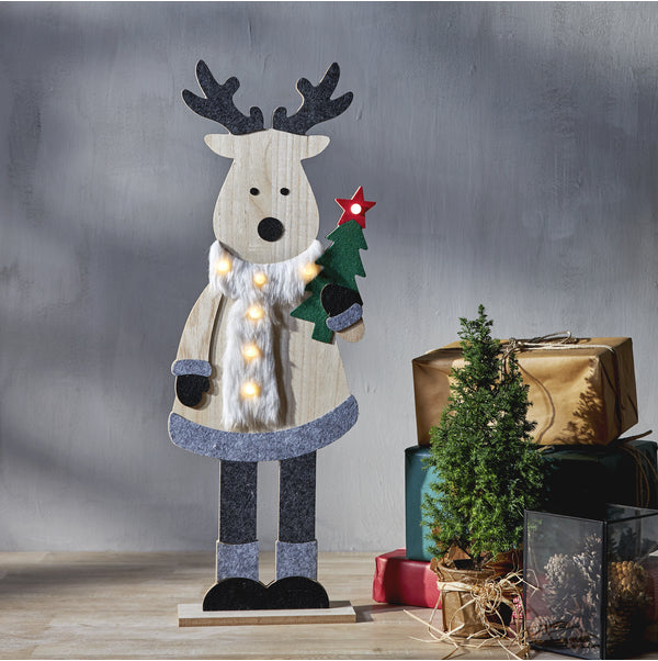 Star Trading Dekorationsfigur Billy – 80 cm, 0,42 W, Warmweiss, Grau, Batteriebetrieben, 2 × AA, Timer 6 h/18