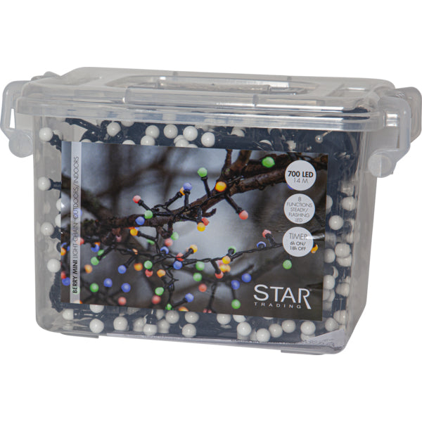 Star Trading Lichterkette – 19 m – 700 LEDs – 6 W – Warmweiss – IP44 – Netzbetrieb – Timer 6/18 h – Schwarz
