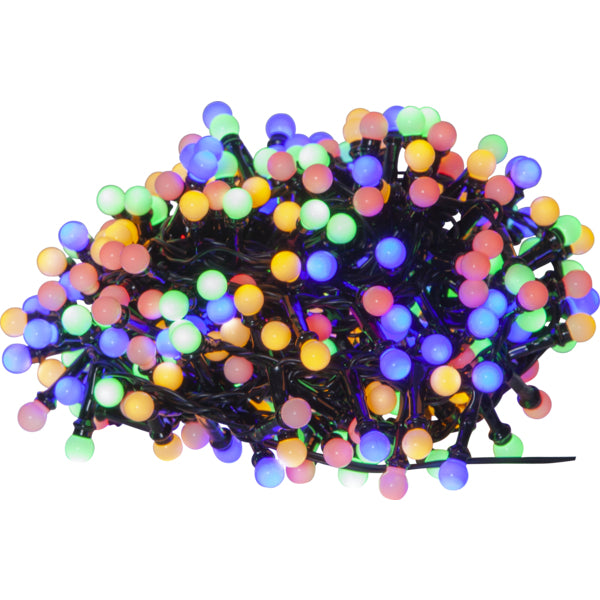 Star Trading Lichterkette Berry Mini – 11 m, 3,6 W – Mehrfarbig – IP44 – Netzbetrieb – Timer 6/18 h – Schwarz