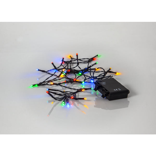 Star Trading Lichterkette – 2,8 m, Mehrfarbig, IP44, Batteriebetrieb, 40 LEDs, Timer – Schwarz